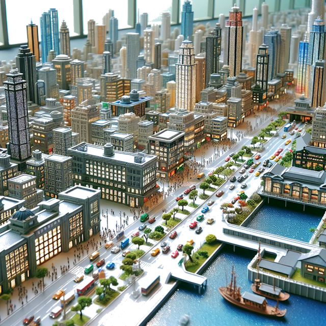 Create an image of intricate miniature model scene that encapsulates the vibrant essence and unique characteristics of City Kanada, in country Toronto styled to echo the fascinating detail and whimsy of Miniatur World.