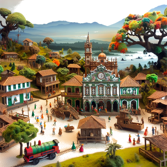 Create an image of intricate miniature model scene that encapsulates the vibrant essence and unique characteristics of Country Carolina do Sul, styled to echo the fascinating detail and whimsy of Miniatur World.