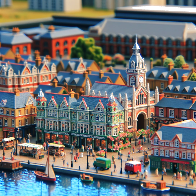 Create an image of intricate miniature model scene that encapsulates the vibrant essence and unique characteristics of City Wokingham, Berkshire, in country Inglaterra styled to echo the fascinating detail and whimsy of Miniatur World.