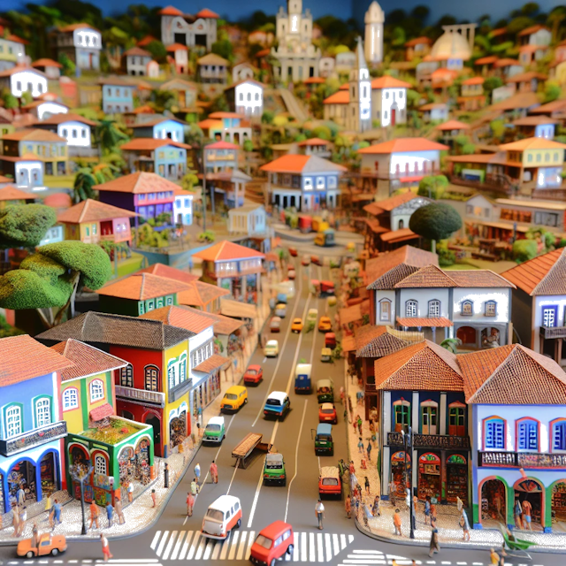 Create an image of intricate miniature model scene that encapsulates the vibrant essence and unique characteristics of City Brasile, in country Stati Uniti styled to echo the fascinating detail and whimsy of Miniatur World.