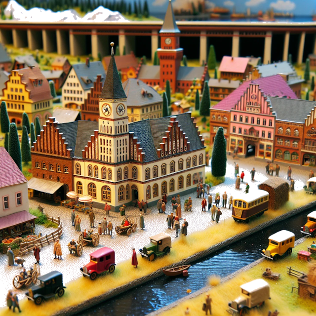 Create an image of intricate miniature model scene that encapsulates the vibrant essence and unique characteristics of Country Ostdeutschland, styled to echo the fascinating detail and whimsy of Miniatur World.