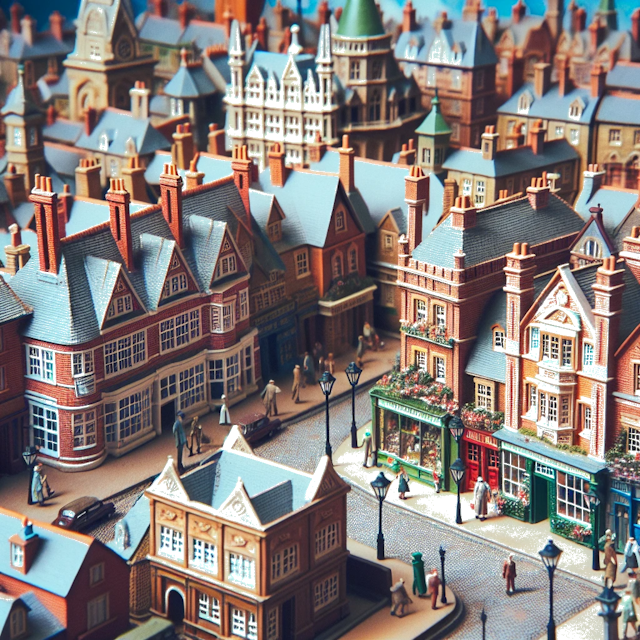 Create an image of intricate miniature model scene that encapsulates the vibrant essence and unique characteristics of City Hertfordshire, in country Engeland styled to echo the fascinating detail and whimsy of Miniatur World.