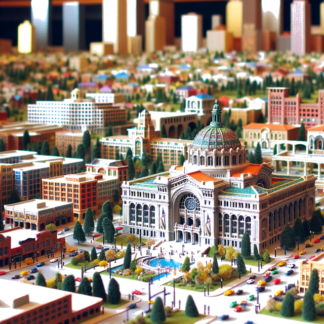 Create an image of intricate miniature model scene that encapsulates the vibrant essence and unique characteristics of City EE. UU., in country Denver styled to echo the fascinating detail and whimsy of Miniatur World.