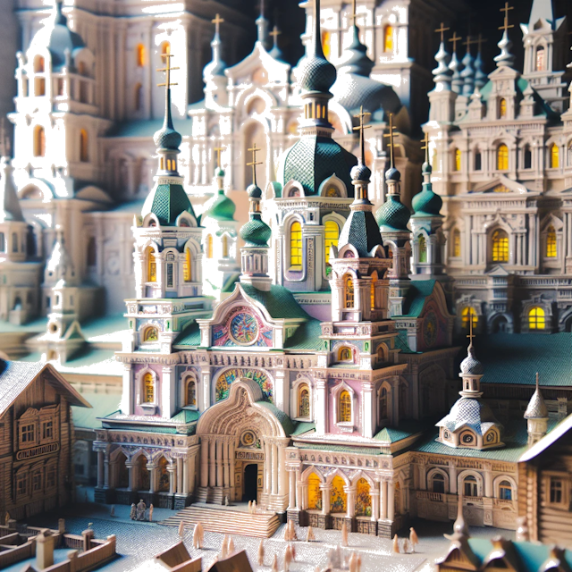 Create an image of intricate miniature model scene that encapsulates the vibrant essence and unique characteristics of City Saratov, in country Russian SFSR styled to echo the fascinating detail and whimsy of Miniatur World.