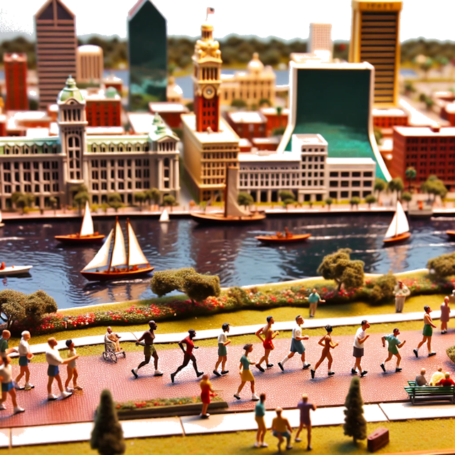 Create an image of intricate miniature model scene that encapsulates the vibrant essence and unique characteristics of City Jacksonville, in country Florida styled to echo the fascinating detail and whimsy of Miniatur World.