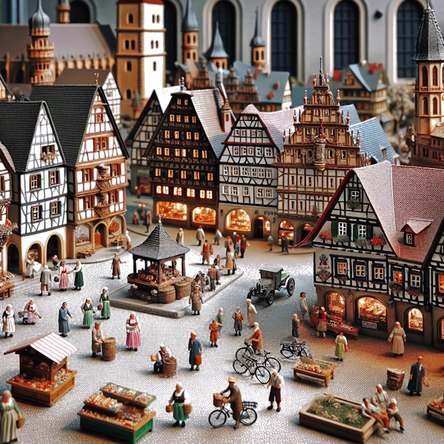 Create an image of intricate miniature model scene that encapsulates the vibrant essence and unique characteristics of Country Deutschland, styled to echo the fascinating detail and whimsy of Miniatur World.