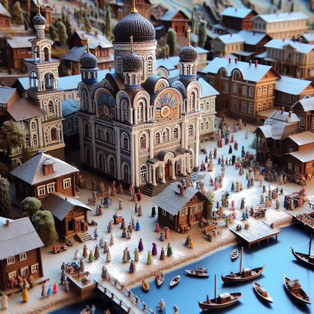 Create an image of intricate miniature model scene that encapsulates the vibrant essence and unique characteristics of Country Russisk SFSR, styled to echo the fascinating detail and whimsy of Miniatur World.