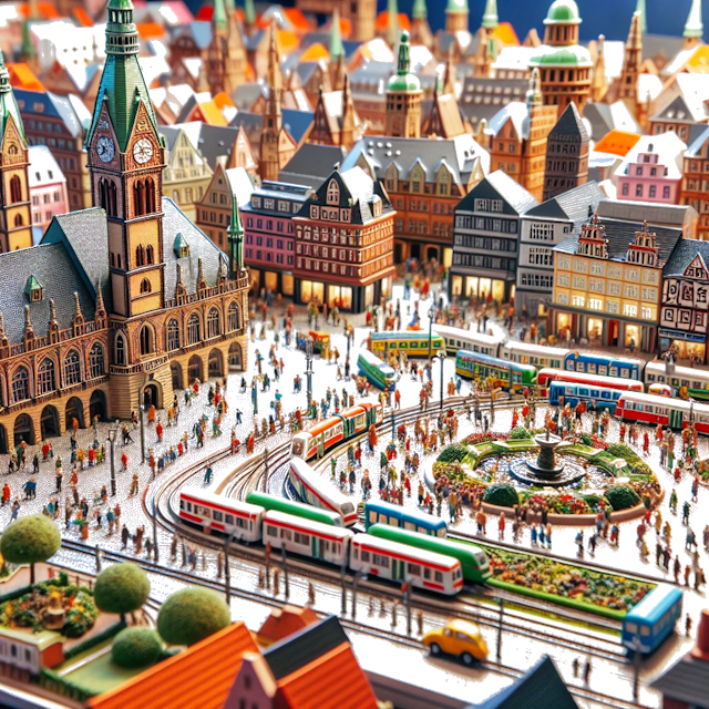 Create an image of intricate miniature model scene that encapsulates the vibrant essence and unique characteristics of City Deutschland, in country Hannover styled to echo the fascinating detail and whimsy of Miniatur World.