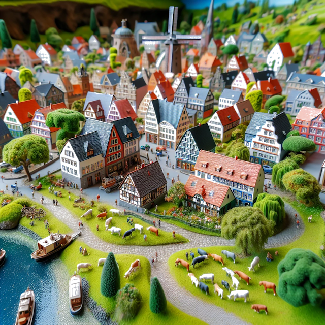 Create an image of intricate miniature model scene that encapsulates the vibrant essence and unique characteristics of Country Hannover, styled to echo the fascinating detail and whimsy of Miniatur World.