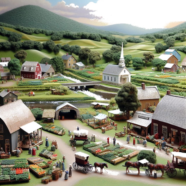 Create an image of intricate miniature model scene that encapsulates the vibrant essence and unique characteristics of Country Pennsylvania, styled to echo the fascinating detail and whimsy of Miniatur World.