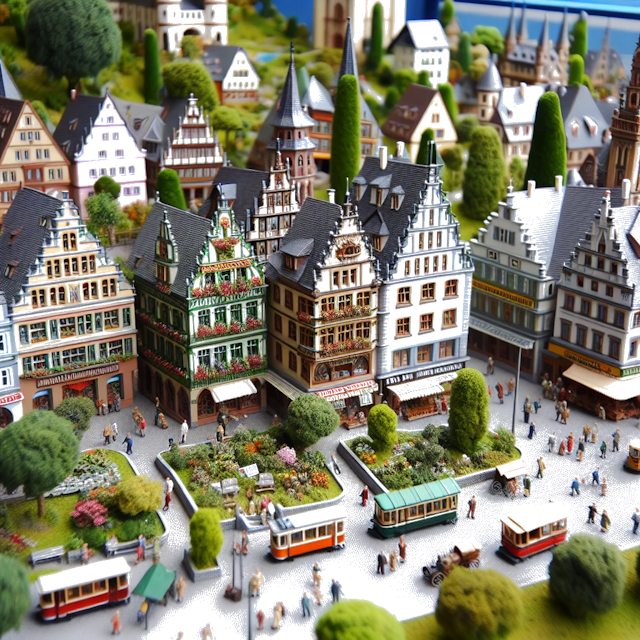 Create an image of intricate miniature model scene that encapsulates the vibrant essence and unique characteristics of City Göppingen, in country Germania Ovest styled to echo the fascinating detail and whimsy of Miniatur World.