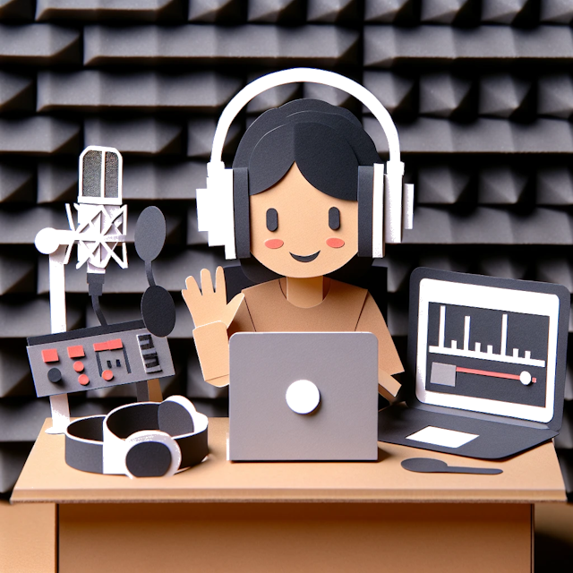 Create a paper craft image representing the profession: Podcast Host.