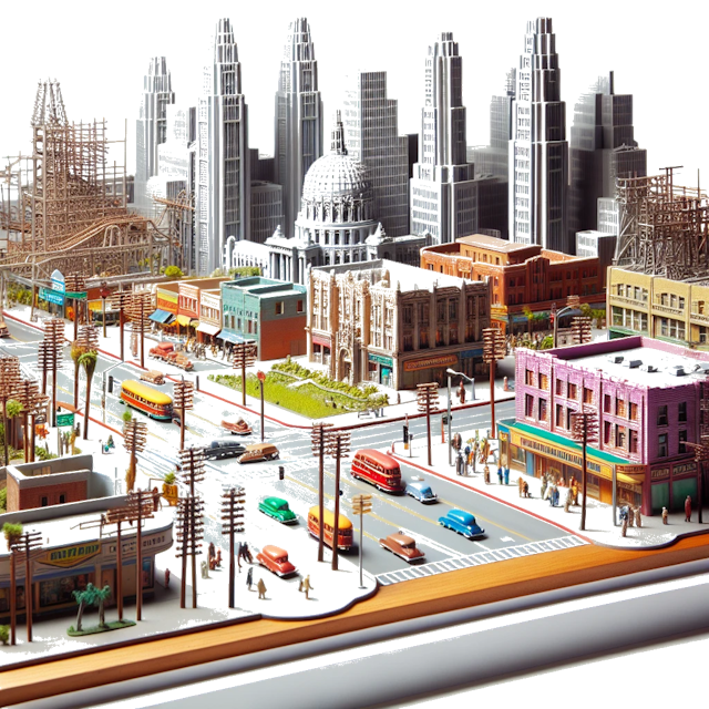 Create an image of intricate miniature model scene that encapsulates the vibrant essence and unique characteristics of City Compton, in country Californië styled to echo the fascinating detail and whimsy of Miniatur World.