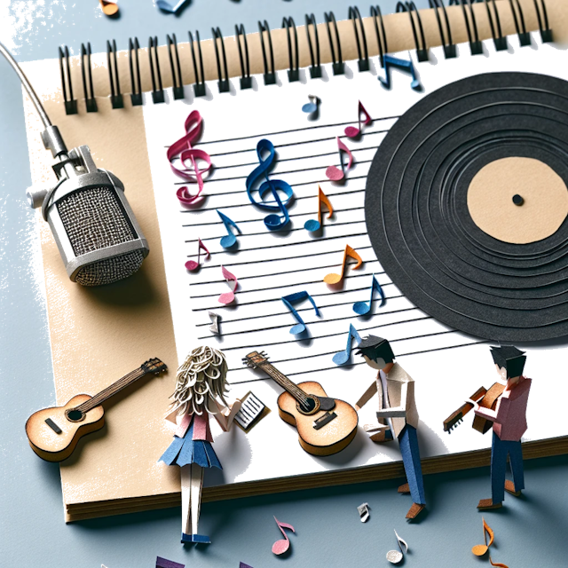 Create a paper craft image representing the profession: Songwriter.