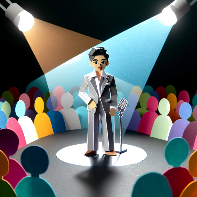 Create a paper craft image representing the profession: Chanteur.