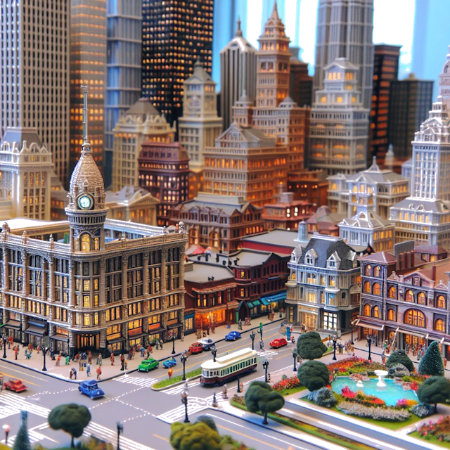 Create an image of intricate miniature model scene that encapsulates the vibrant essence and unique characteristics of City Estados Unidos, in country Tupelo styled to echo the fascinating detail and whimsy of Miniatur World.