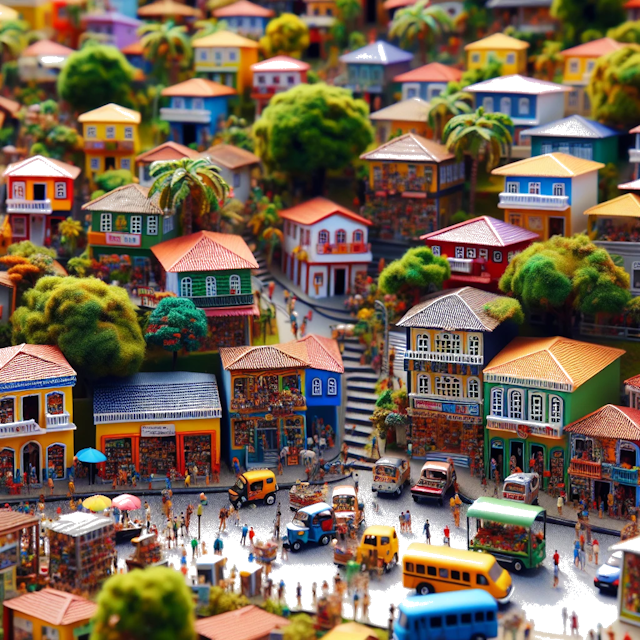 Create an image of intricate miniature model scene that encapsulates the vibrant essence and unique characteristics of City Brésil, in country États-Unis styled to echo the fascinating detail and whimsy of Miniatur World.