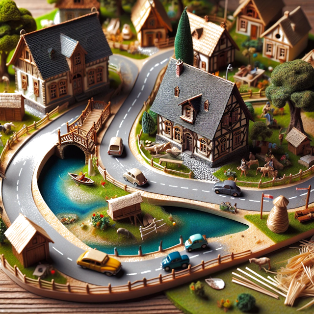 Create an image of intricate miniature model scene that encapsulates the vibrant essence and unique characteristics of Country Gales, styled to echo the fascinating detail and whimsy of Miniatur World.