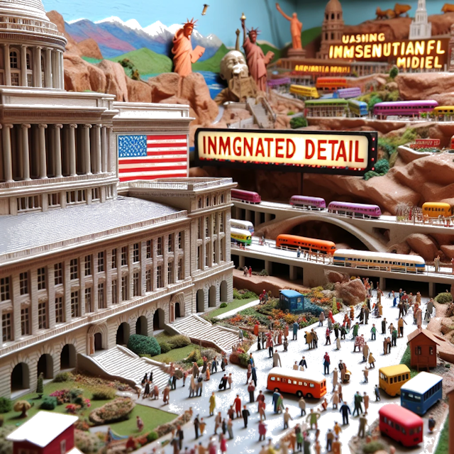 Create an image of intricate miniature model scene that encapsulates the vibrant essence and unique characteristics of Country USA, styled to echo the fascinating detail and whimsy of Miniatur World.