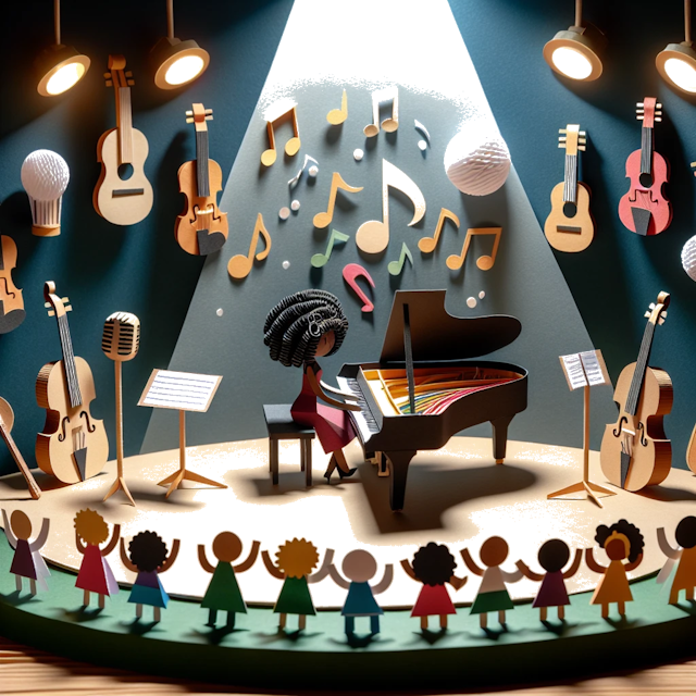Create a paper craft image representing the profession: Musician.