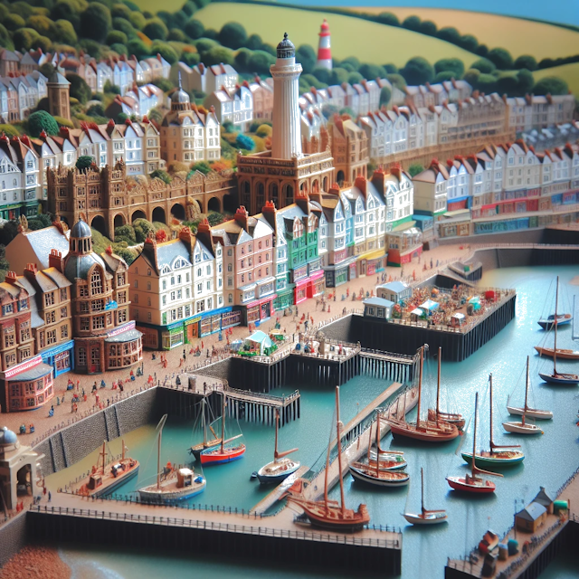 Create an image of intricate miniature model scene that encapsulates the vibrant essence and unique characteristics of City England, in country Eastbourne styled to echo the fascinating detail and whimsy of Miniatur World.