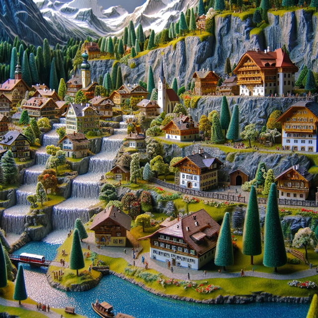 Create an image of intricate miniature model scene that encapsulates the vibrant essence and unique characteristics of Country Oostenrijk, styled to echo the fascinating detail and whimsy of Miniatur World.