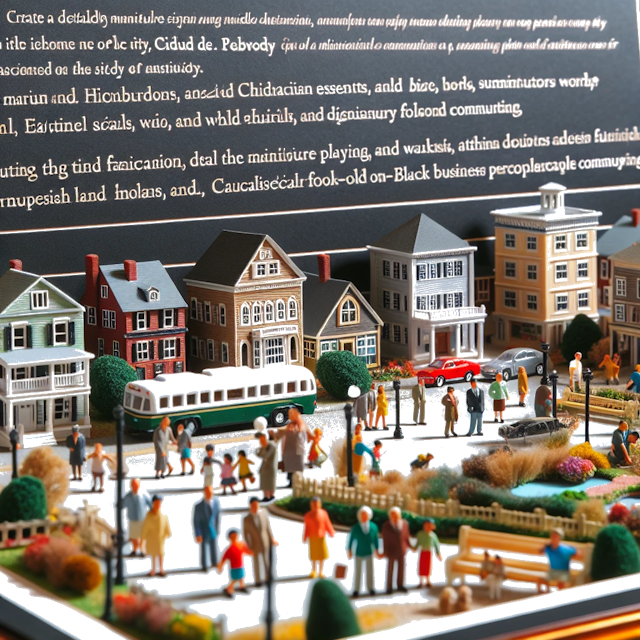 Create an image of intricate miniature model scene that encapsulates the vibrant essence and unique characteristics of City Ciudad de Peabody, in country Massachusetts styled to echo the fascinating detail and whimsy of Miniatur World.