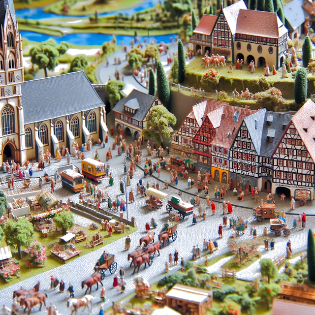Create an image of intricate miniature model scene that encapsulates the vibrant essence and unique characteristics of Country Germania Ovest, styled to echo the fascinating detail and whimsy of Miniatur World.