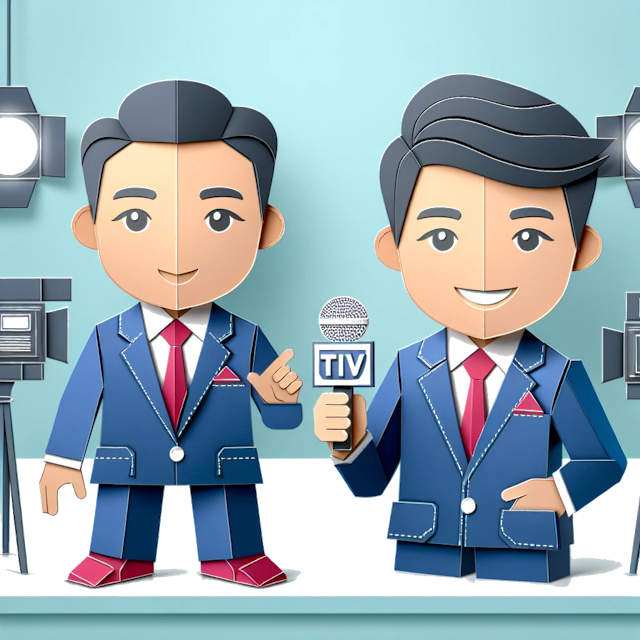Create a paper craft image representing the profession: TV presenter/personality.