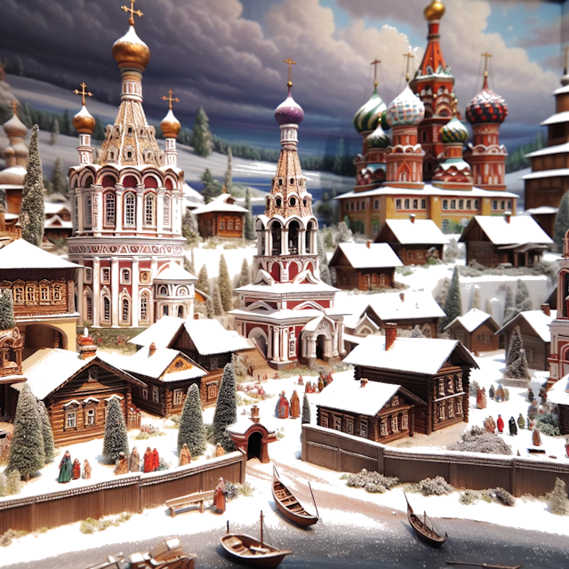 Create an image of intricate miniature model scene that encapsulates the vibrant essence and unique characteristics of Country Russische Socialistische Federatieve Sovjetrepubliek, styled to echo the fascinating detail and whimsy of Miniatur World.