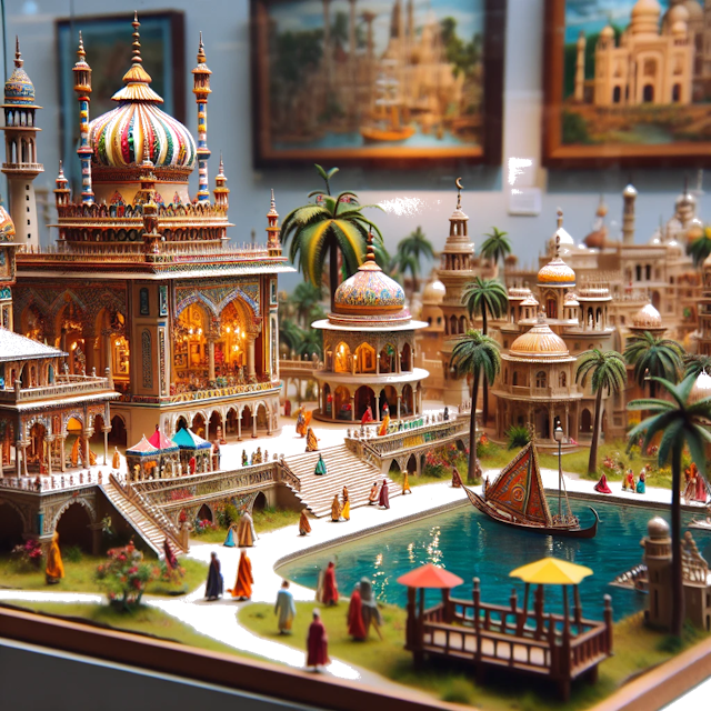 Create an image of intricate miniature model scene that encapsulates the vibrant essence and unique characteristics of Country Kalifornien, styled to echo the fascinating detail and whimsy of Miniatur World.
