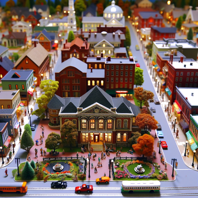 Create an image of intricate miniature model scene that encapsulates the vibrant essence and unique characteristics of City New Hampshire, in country Stati Uniti styled to echo the fascinating detail and whimsy of Miniatur World.