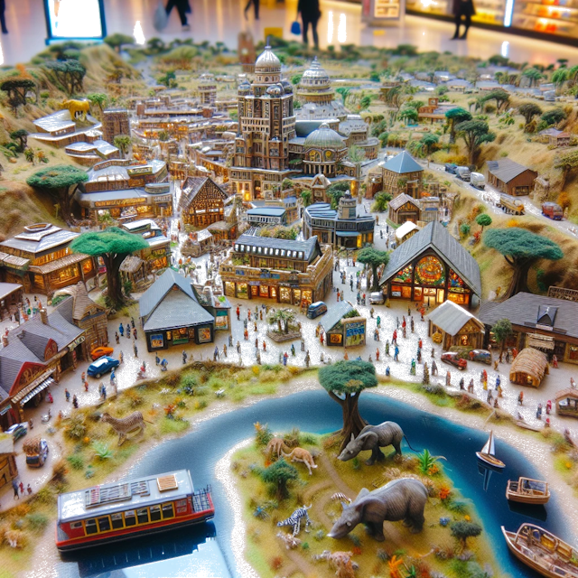 Create an image of intricate miniature model scene that encapsulates the vibrant essence and unique characteristics of Country Zuid-Afrika, styled to echo the fascinating detail and whimsy of Miniatur World.