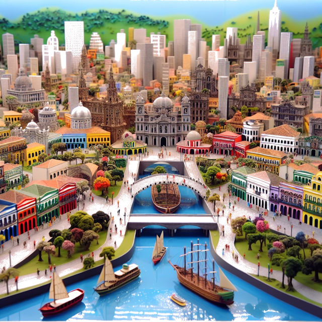 Create an image of intricate miniature model scene that encapsulates the vibrant essence and unique characteristics of Country São Francisco, styled to echo the fascinating detail and whimsy of Miniatur World.