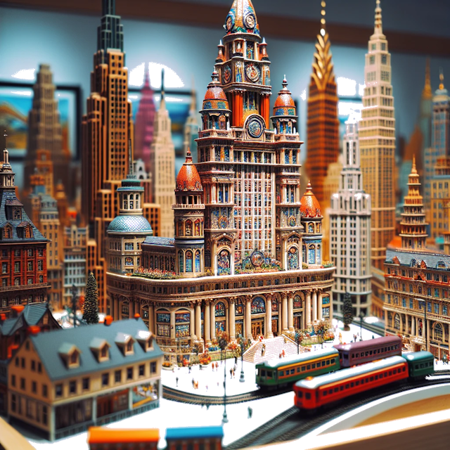 Create an image of intricate miniature model scene that encapsulates the vibrant essence and unique characteristics of City United States, in country New York styled to echo the fascinating detail and whimsy of Miniatur World.