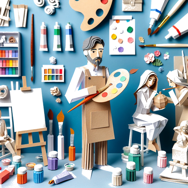 Create a paper craft image representing the profession: Artiest.