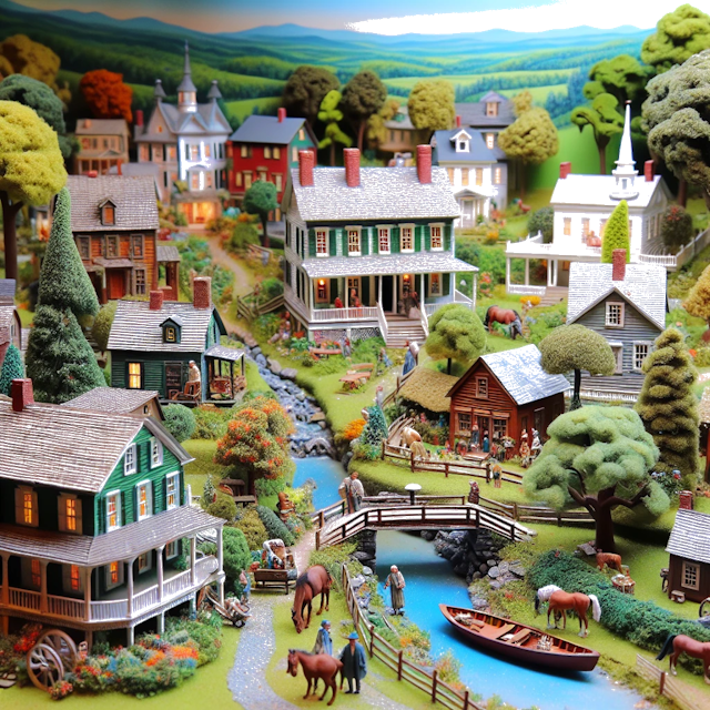 Create an image of intricate miniature model scene that encapsulates the vibrant essence and unique characteristics of Country Virginia, styled to echo the fascinating detail and whimsy of Miniatur World.