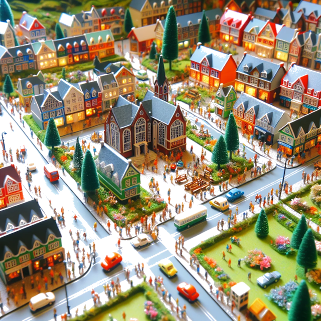 Create an image of intricate miniature model scene that encapsulates the vibrant essence and unique characteristics of City Verenigde Staten, Gander, in country Newfoundland styled to echo the fascinating detail and whimsy of Miniatur World.