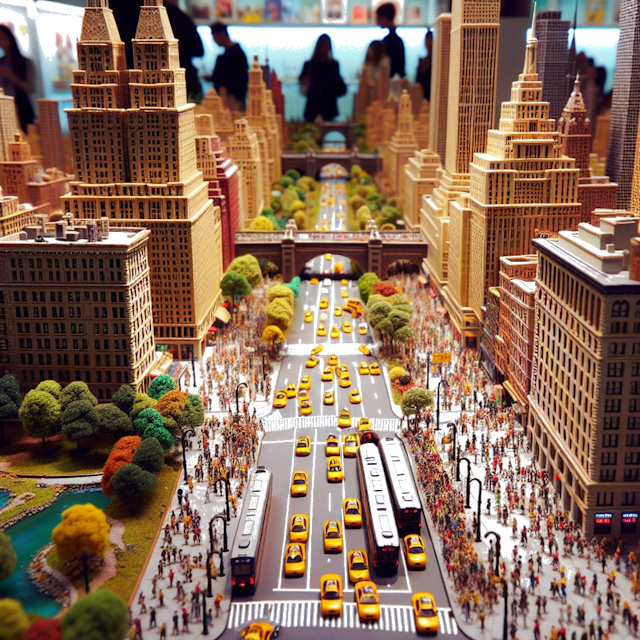 Create an image of intricate miniature model scene that encapsulates the vibrant essence and unique characteristics of City Nueva York, in country EE.UU. styled to echo the fascinating detail and whimsy of Miniatur World.