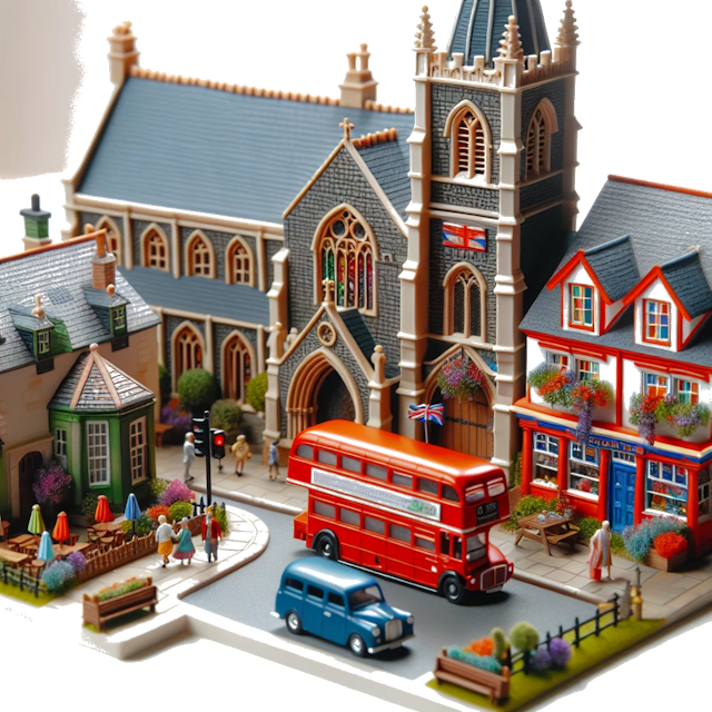 Create an image of intricate miniature model scene that encapsulates the vibrant essence and unique characteristics of Country Royaume-Uni, styled to echo the fascinating detail and whimsy of Miniatur World.