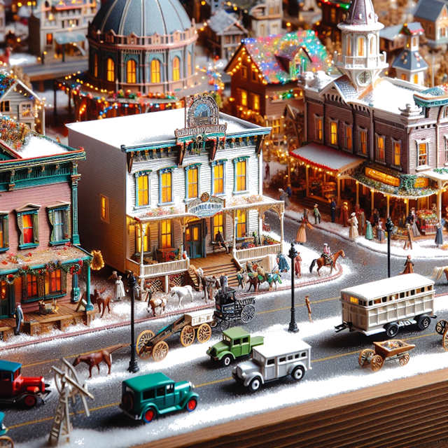 Create an image of intricate miniature model scene that encapsulates the vibrant essence and unique characteristics of City EUA, in country Denver styled to echo the fascinating detail and whimsy of Miniatur World.