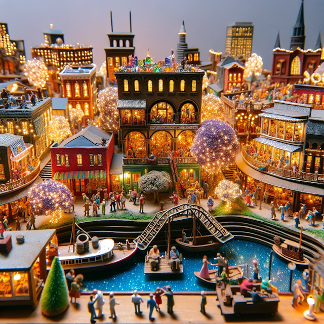 Create an image of intricate miniature model scene that encapsulates the vibrant essence and unique characteristics of City Nashville, in country Tennessee styled to echo the fascinating detail and whimsy of Miniatur World.