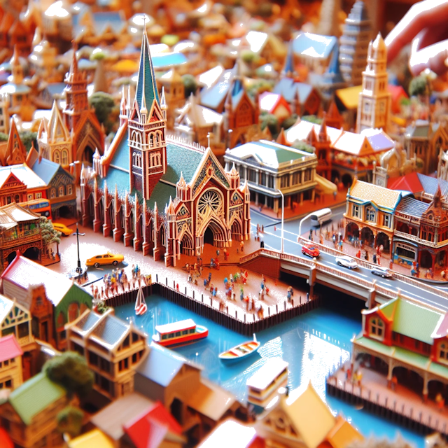 Create an image of intricate miniature model scene that encapsulates the vibrant essence and unique characteristics of City Auckland, in country Nouvelle-Zélande styled to echo the fascinating detail and whimsy of Miniatur World.