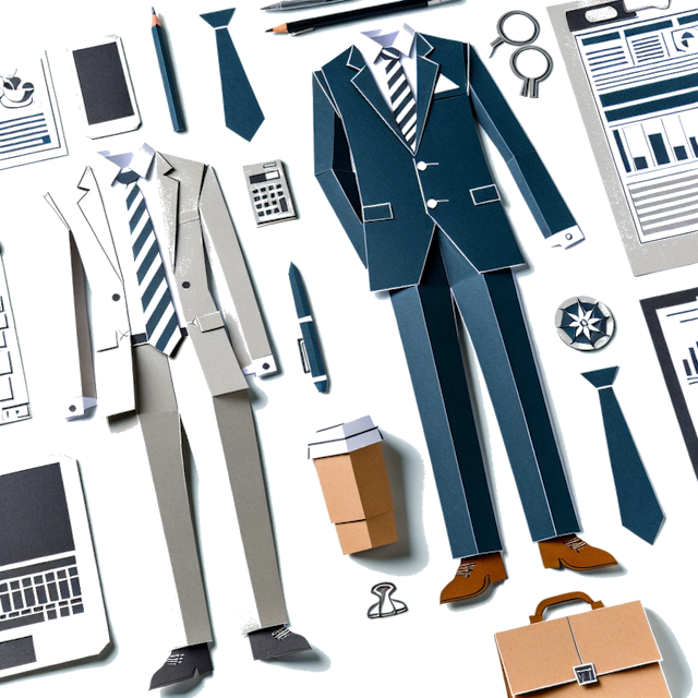 Create a paper craft image representing the profession: Zakenman.