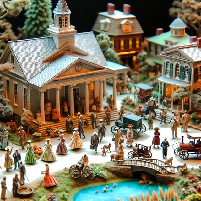 Create an image of intricate miniature model scene that encapsulates the vibrant essence and unique characteristics of Country Carolina del Nord, styled to echo the fascinating detail and whimsy of Miniatur World.