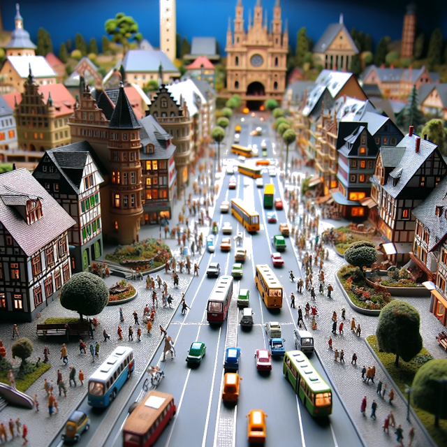 Create an image of intricate miniature model scene that encapsulates the vibrant essence and unique characteristics of City Allemagne, in country Berlin styled to echo the fascinating detail and whimsy of Miniatur World.