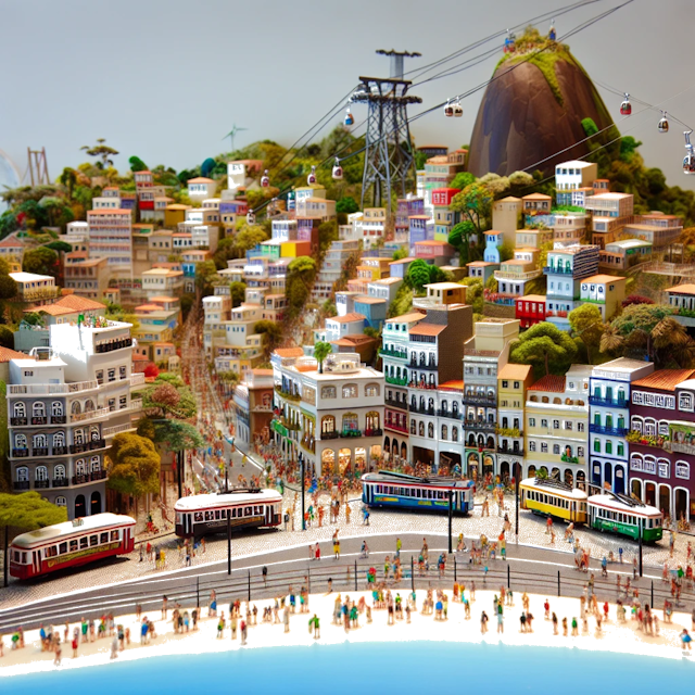 Create an image of intricate miniature model scene that encapsulates the vibrant essence and unique characteristics of City Rio de Janeiro, in country Brazil styled to echo the fascinating detail and whimsy of Miniatur World.