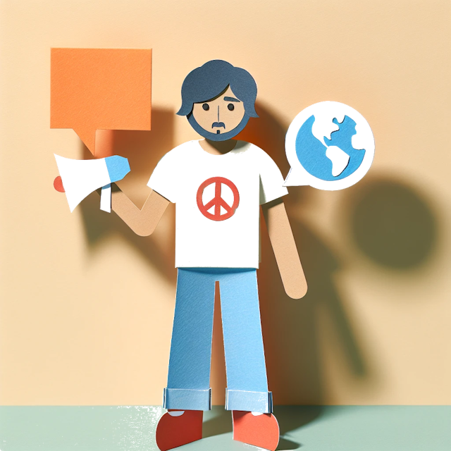 Create a paper craft image representing the profession: Aktivist.