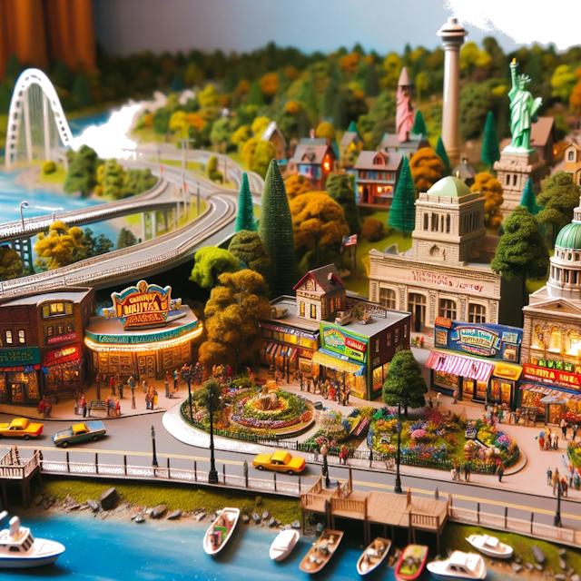 Create an image of intricate miniature model scene that encapsulates the vibrant essence and unique characteristics of Country Nueva Jersey, styled to echo the fascinating detail and whimsy of Miniatur World.