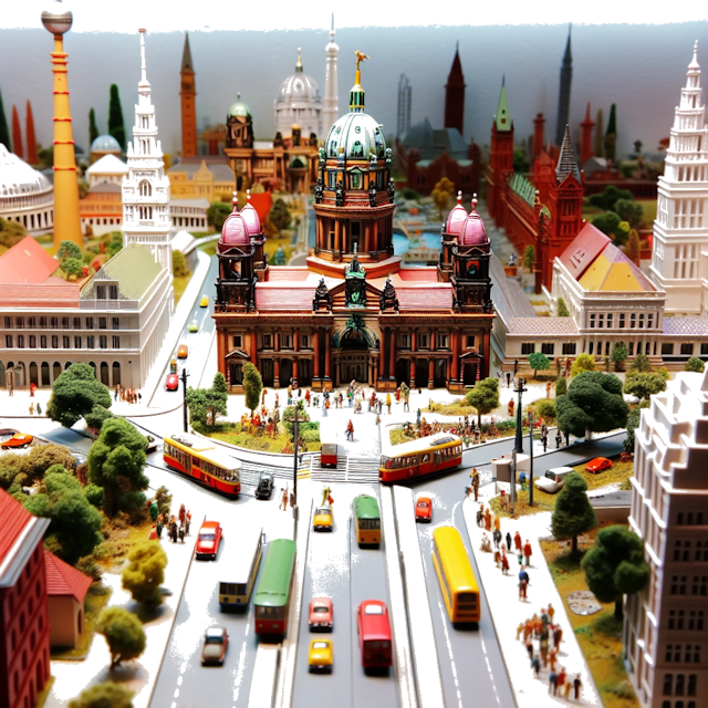 Create an image of intricate miniature model scene that encapsulates the vibrant essence and unique characteristics of Country Berlino, styled to echo the fascinating detail and whimsy of Miniatur World.